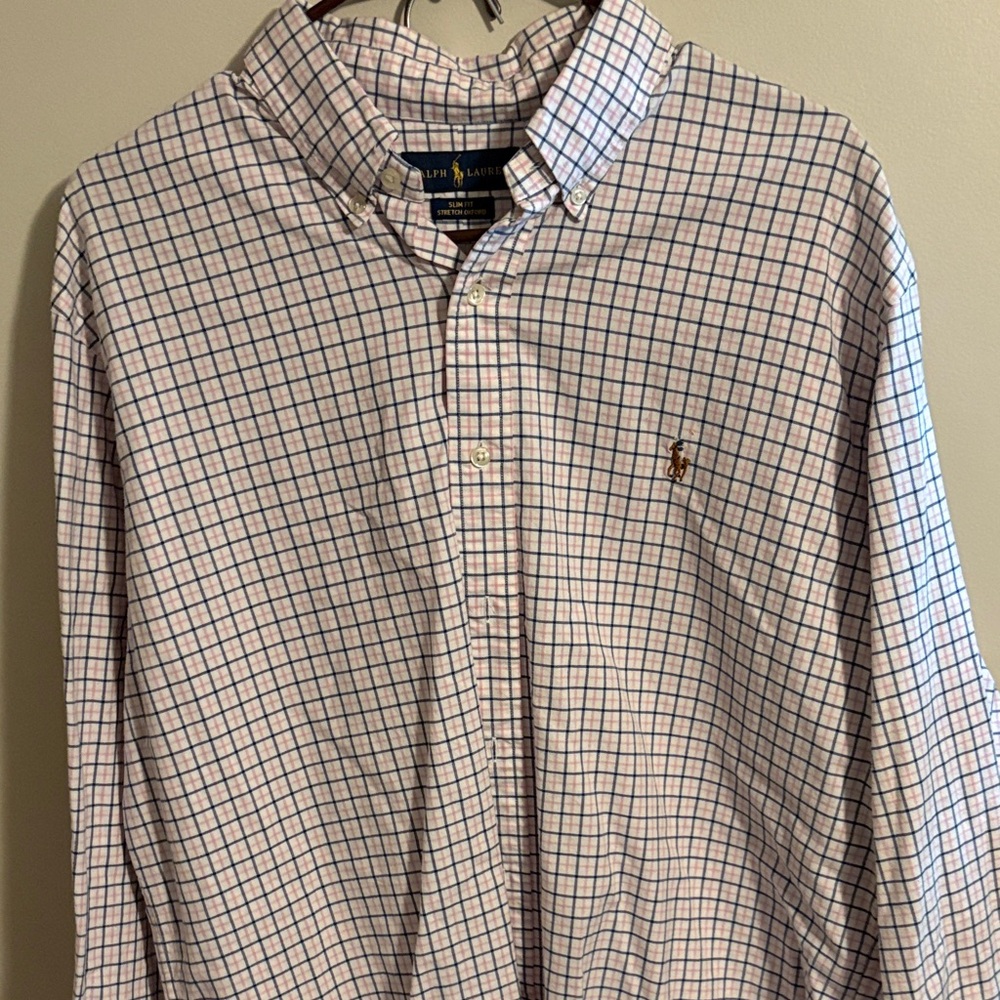 Polo by Ralph Lauren Men's Plaid Shirt - Blue and White